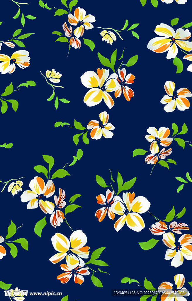 深蓝色底花卉图案纹理