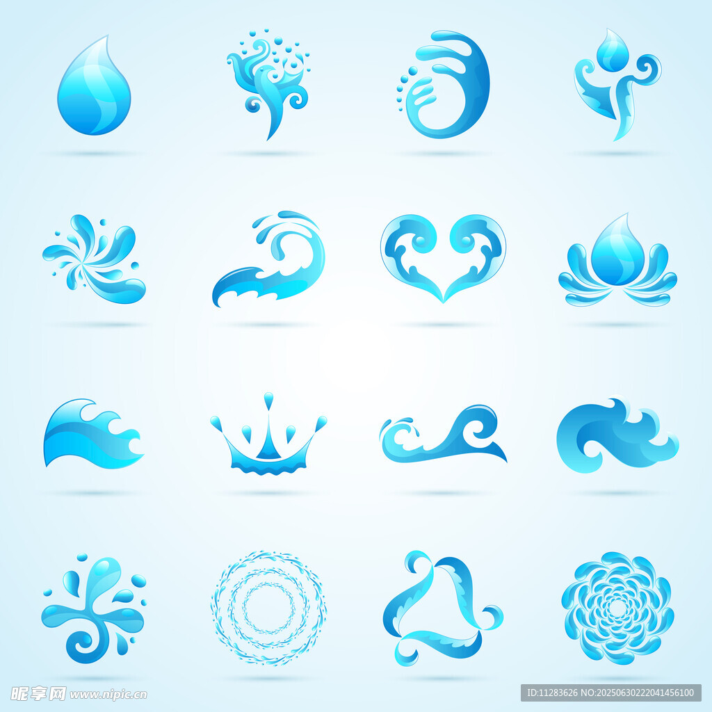 蓝色水元素图标集合