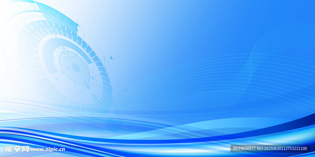 蓝色动感波浪背景图