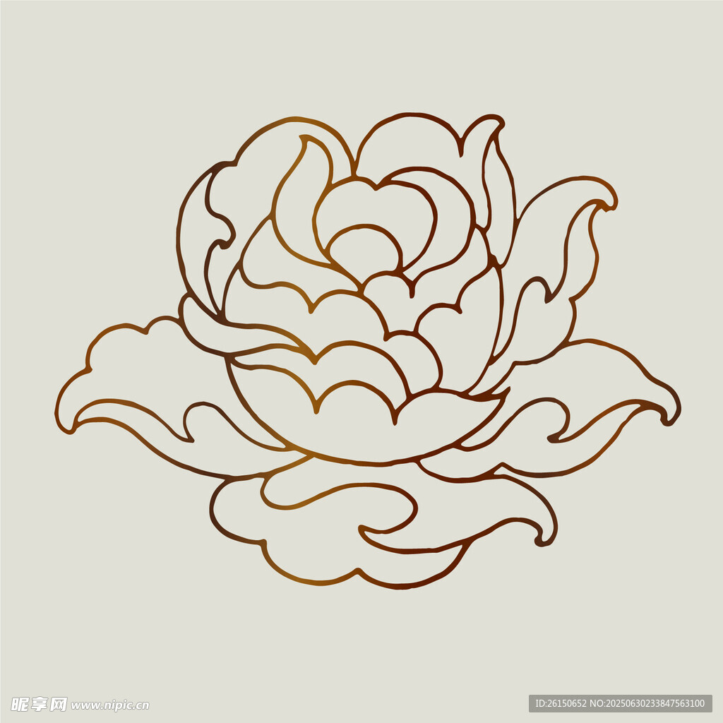 线条装饰花纹传统纹样金色线条勾