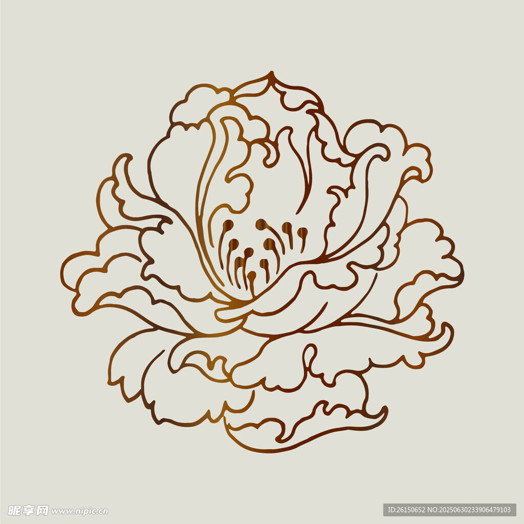 简约线条优雅装饰花纹传统纹样花