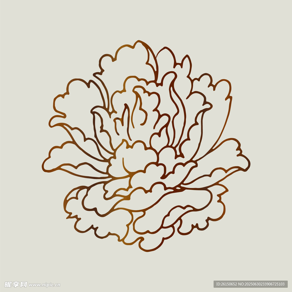 简约线条优雅装饰花纹牡丹花