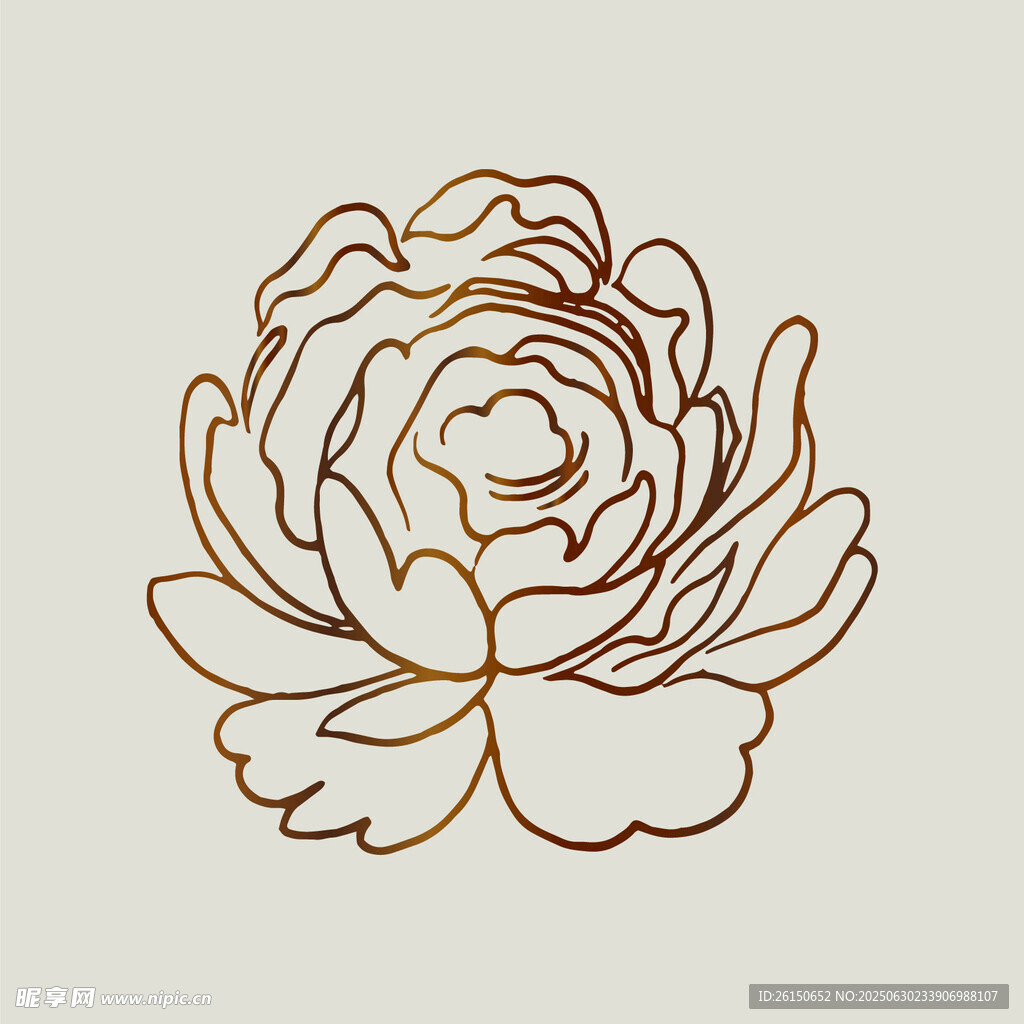 简约线条优雅装饰花纹牡丹花