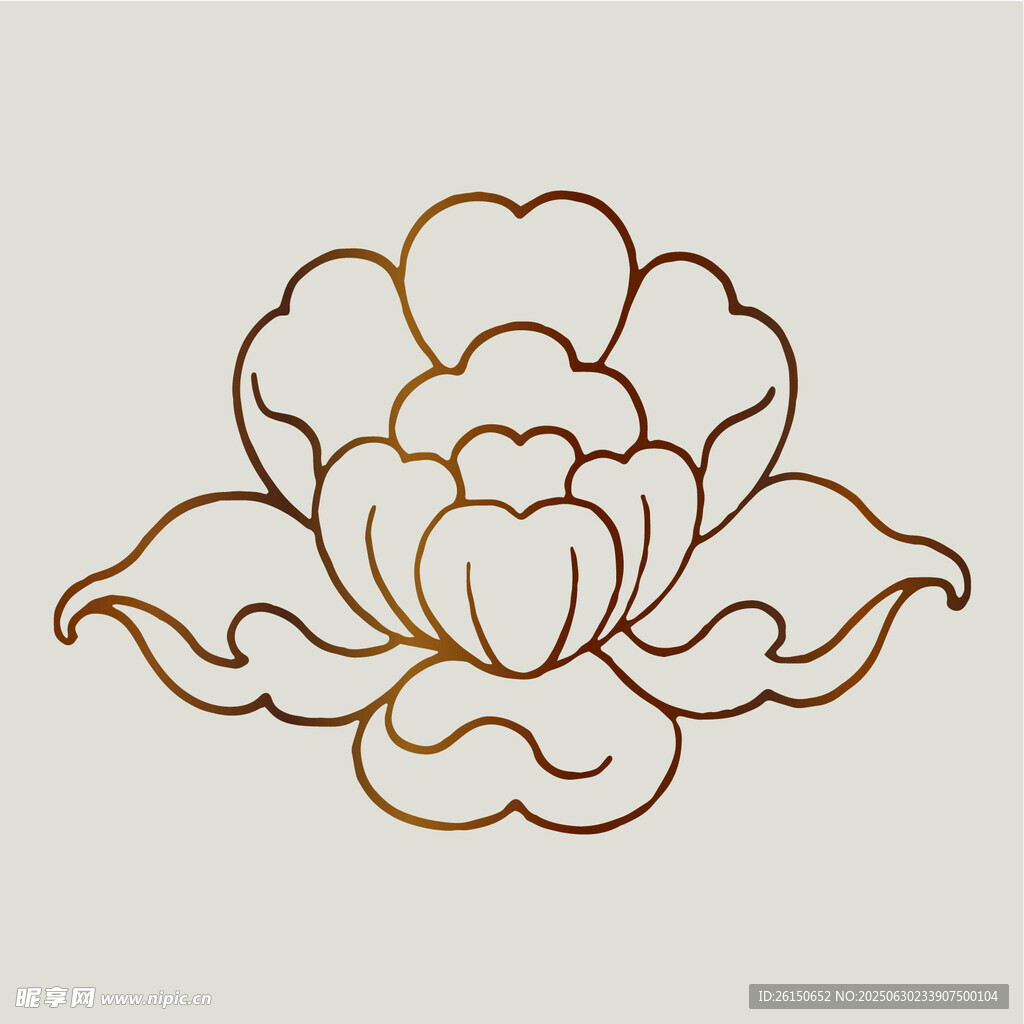 简约线条优雅装饰莲花花纹