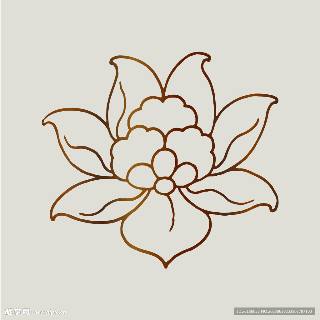 简约线条优雅装饰花纹传统花朵