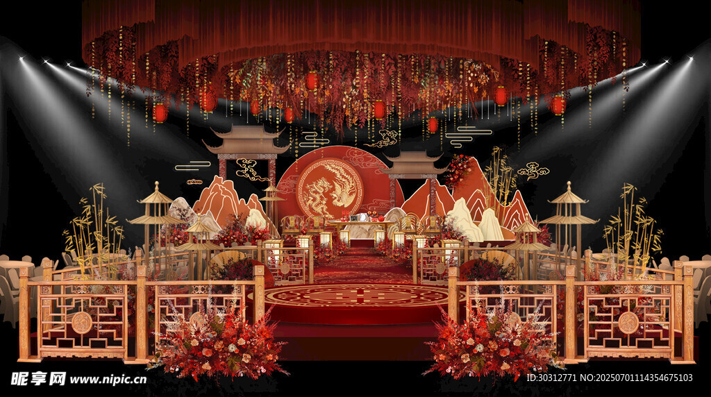 中式婚礼舞台布置场景