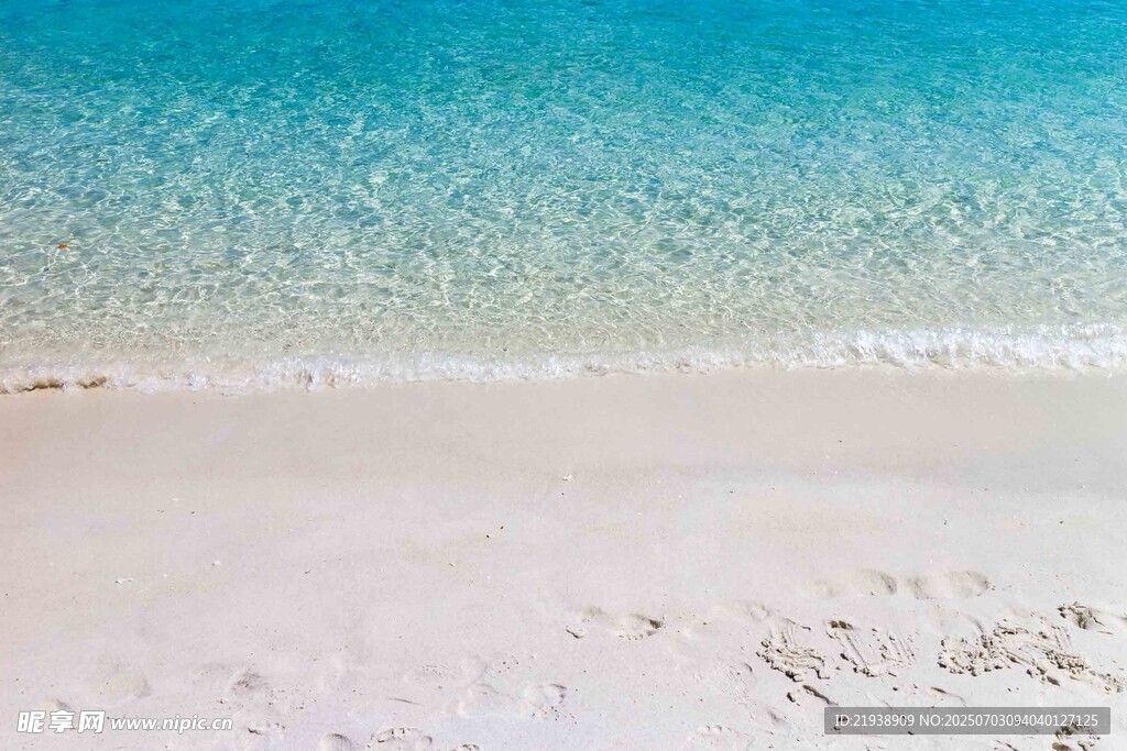 纯净海滩的清澈蓝色海水