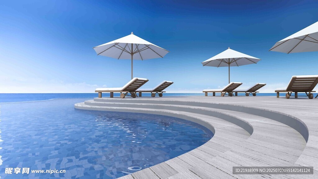 海边泳池休闲度假场景