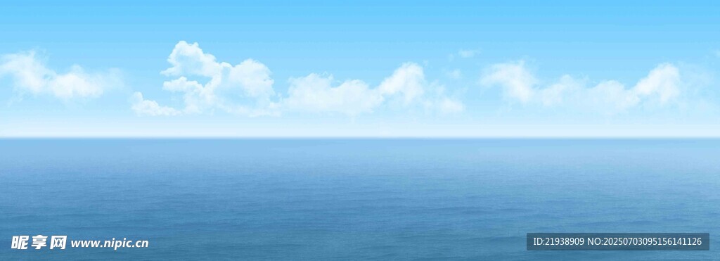 广阔蔚蓝大海与晴空