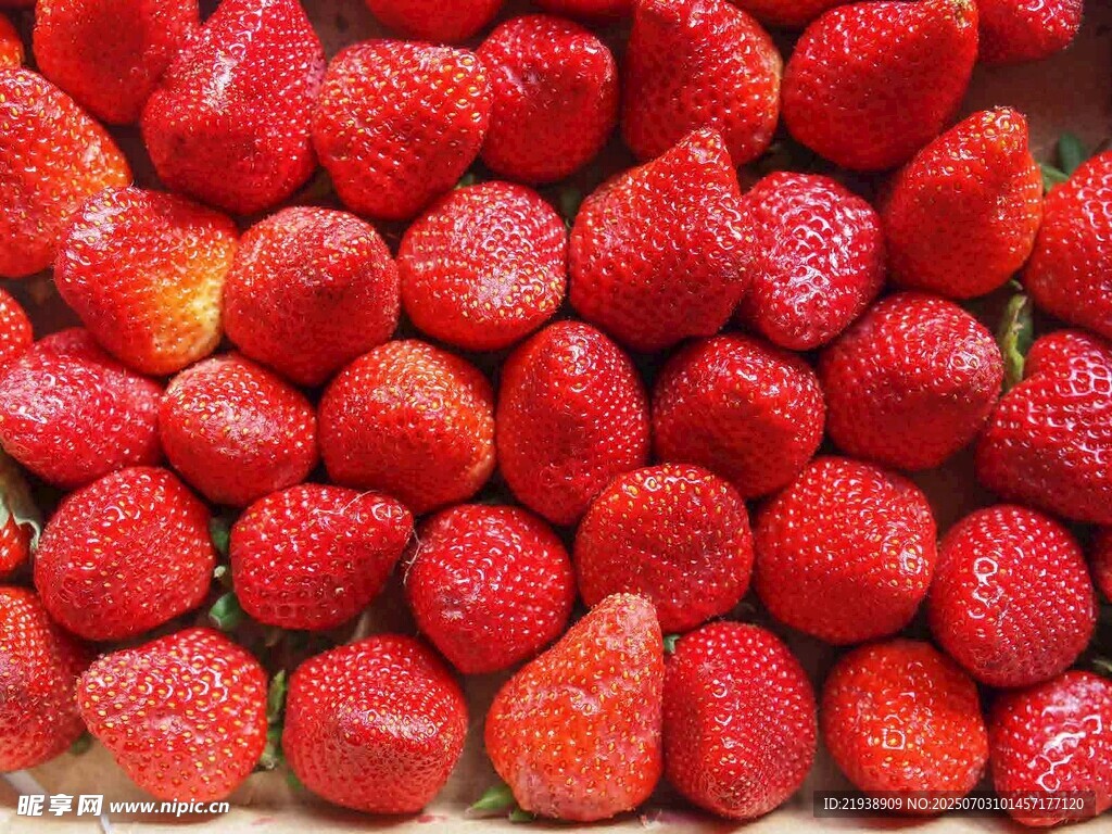 新鲜饱满的草莓堆