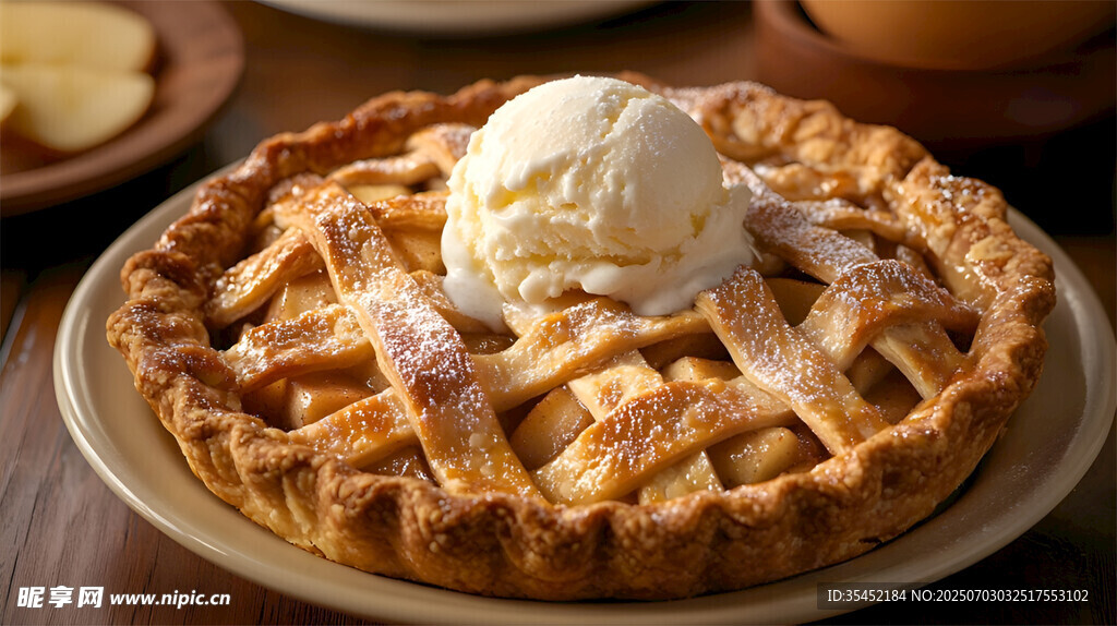 苹果派配香草冰淇淋