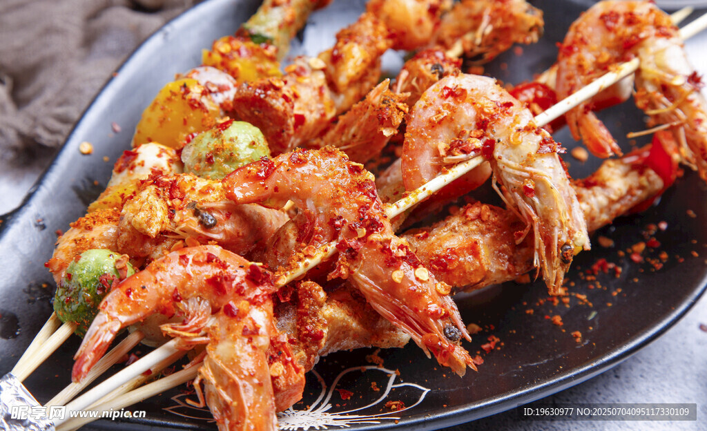 美味香辣烤虾串