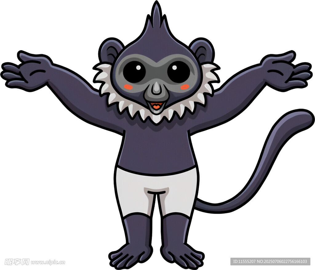 可爱紫毛猴子张开双臂