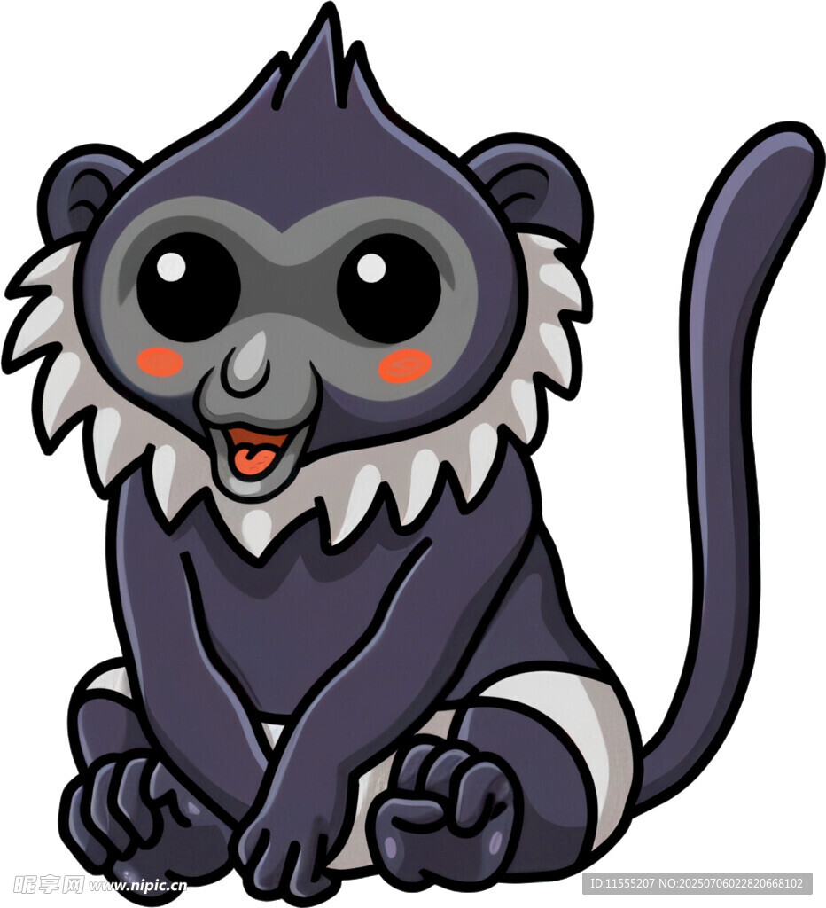 可爱紫毛小猴坐立形象