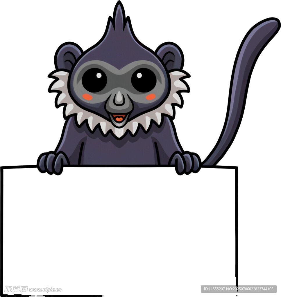 可爱小猴持空白标牌