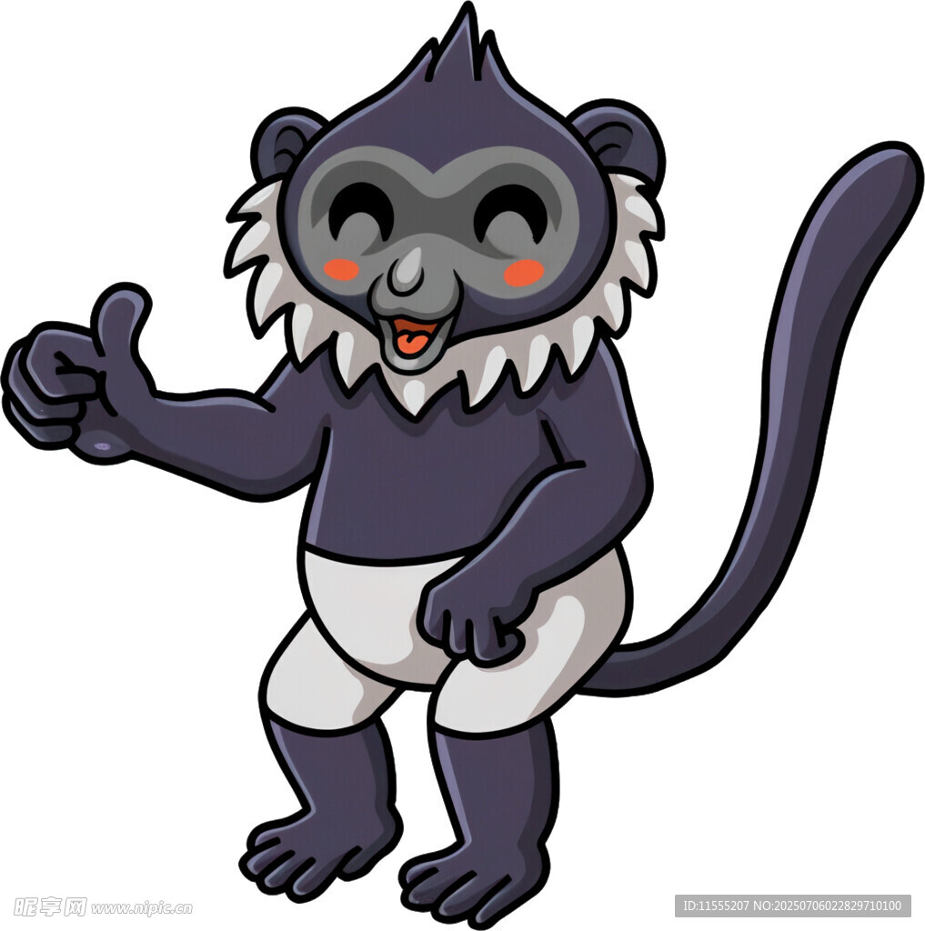 可爱黑猴卡通形象竖大拇指