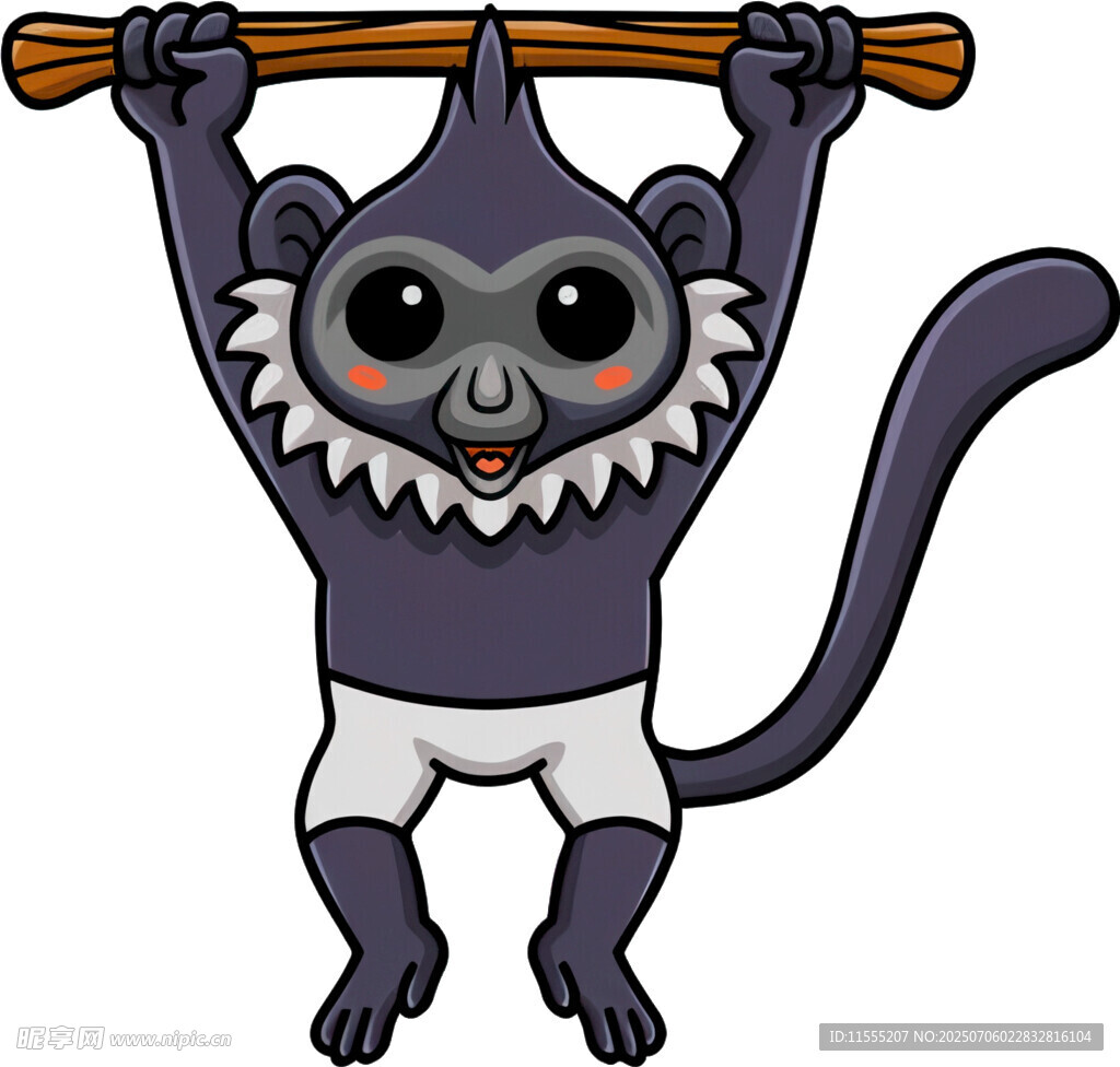 挂在木棍上的可爱小猴子