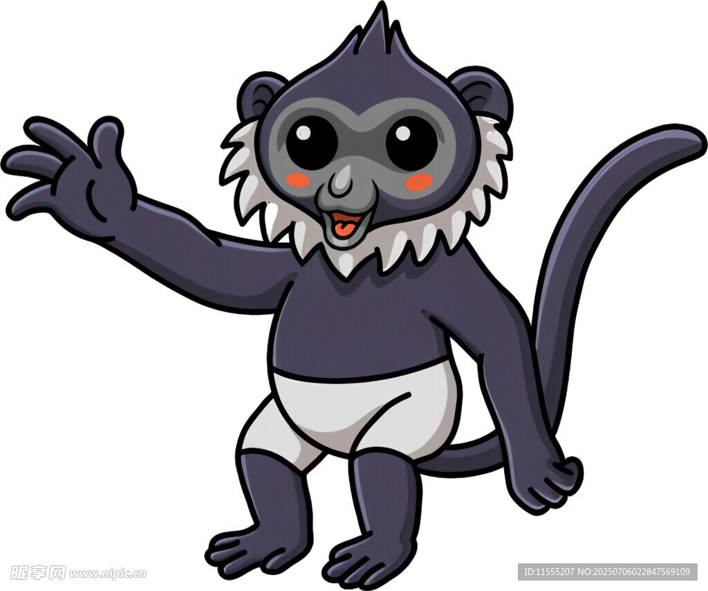 可爱卡通猴子打招呼