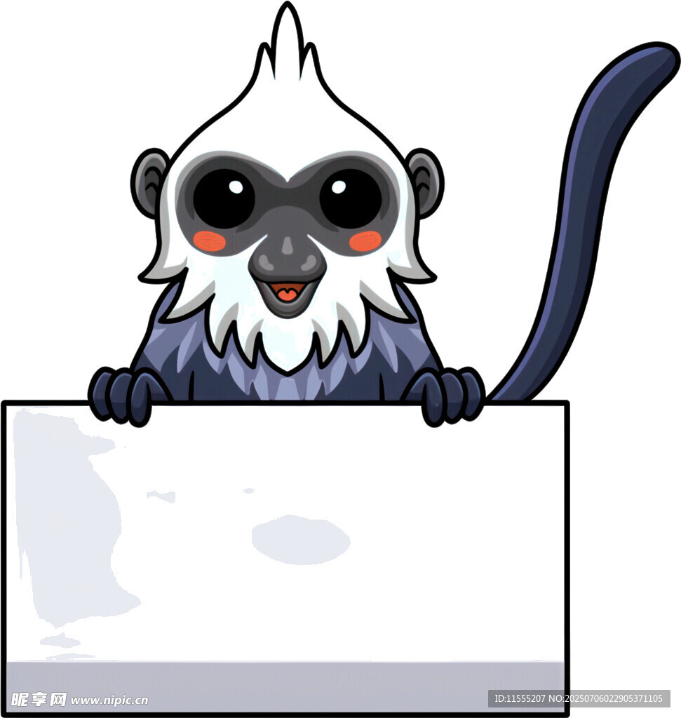 可爱小猴持空白标牌