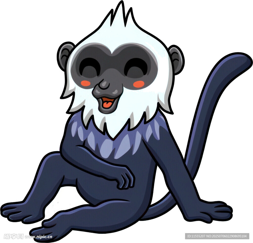可爱坐姿猴子卡通形象
