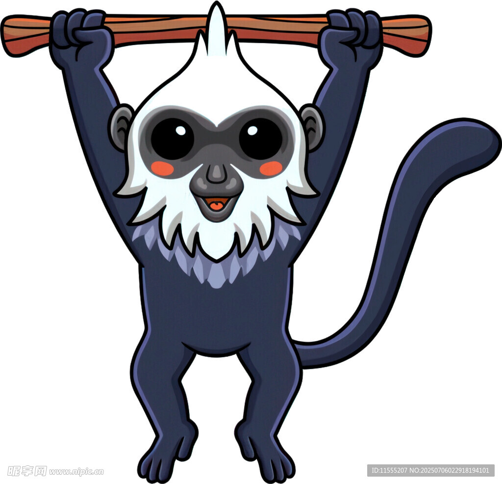 举木棍的可爱小猴