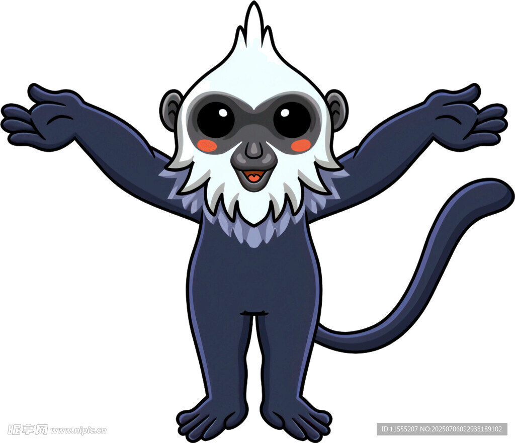 可爱卡通猴子张开双臂