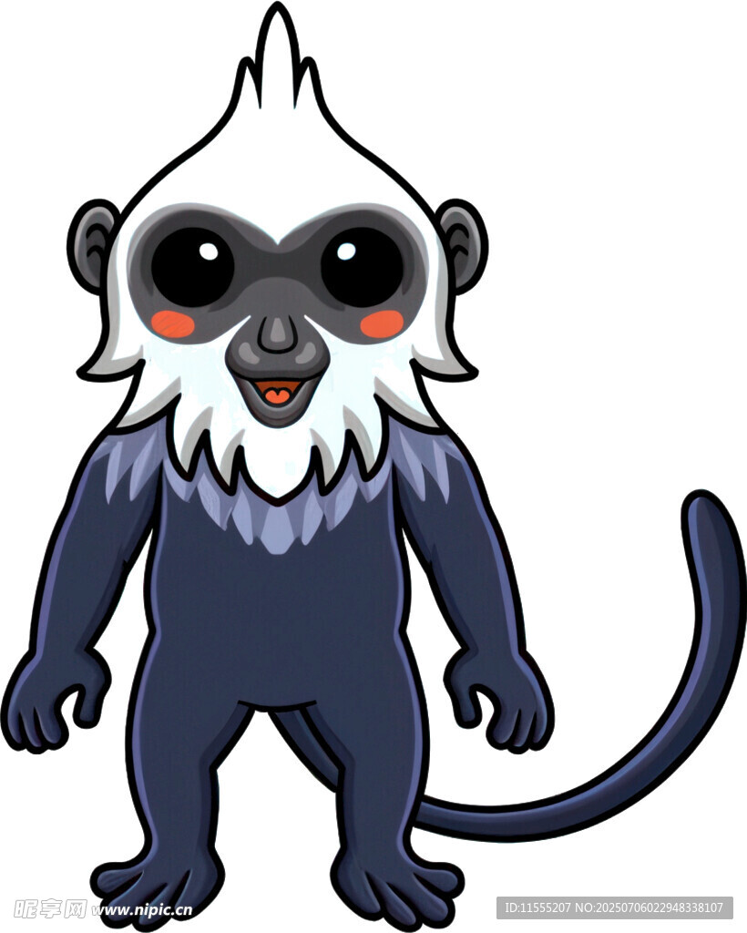 可爱白脸长尾卡通猴子