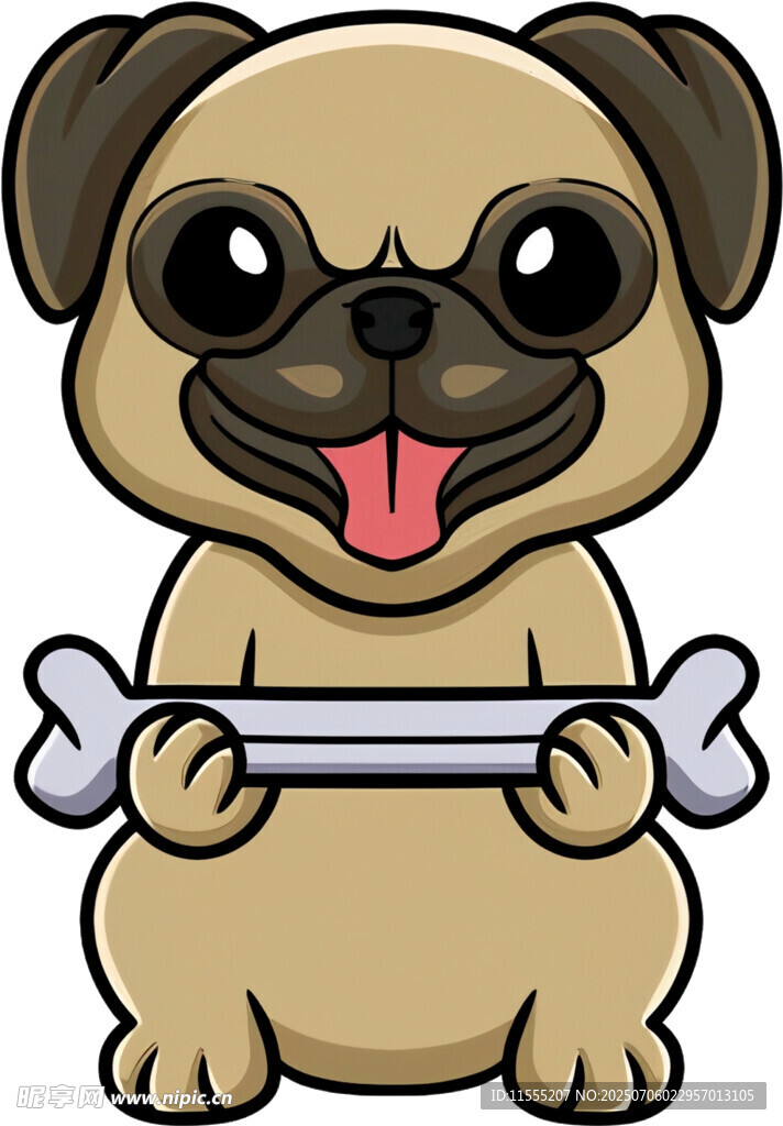 可爱哈巴狗抱骨头