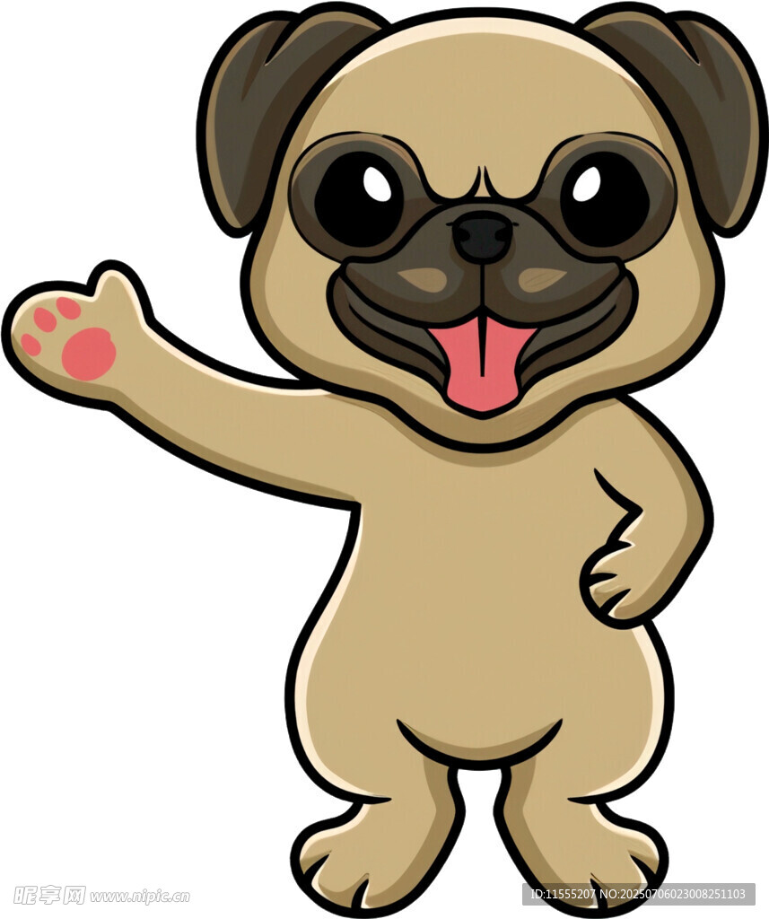 可爱哈巴狗挥手示意