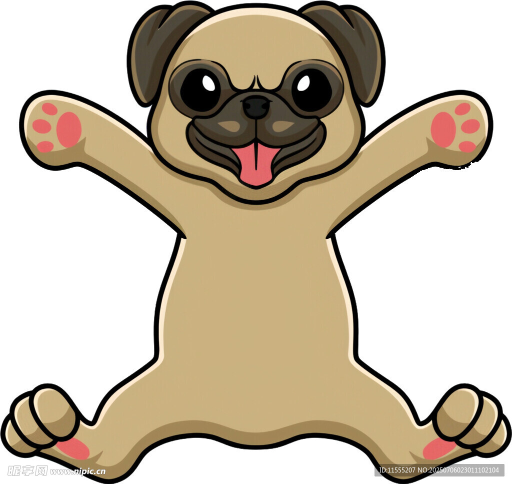 可爱巴哥犬开心做伸展动作