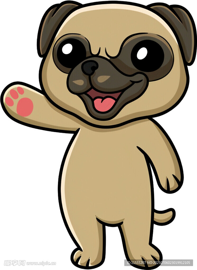 可爱哈巴狗挥手示意