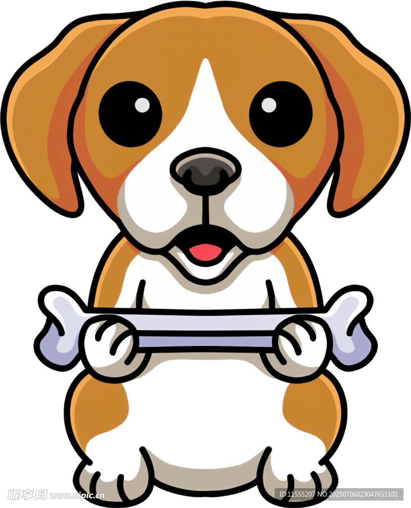 可爱小狗抱骨头