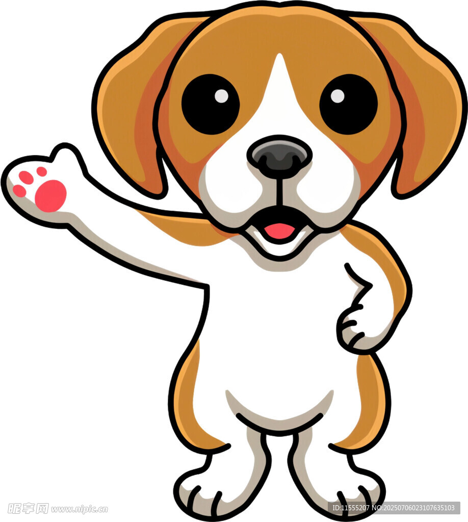 可爱小狗挥手打招呼