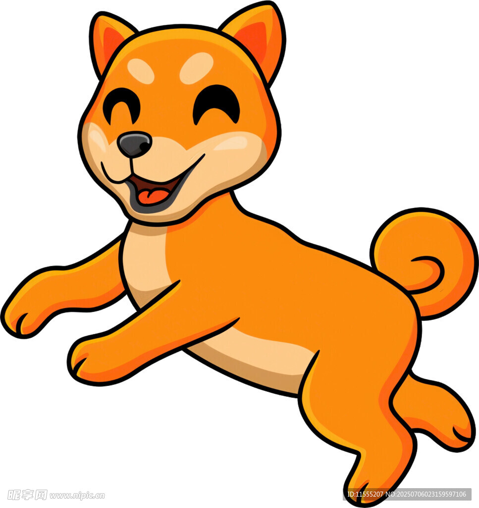 欢快跳跃的卡通小狗