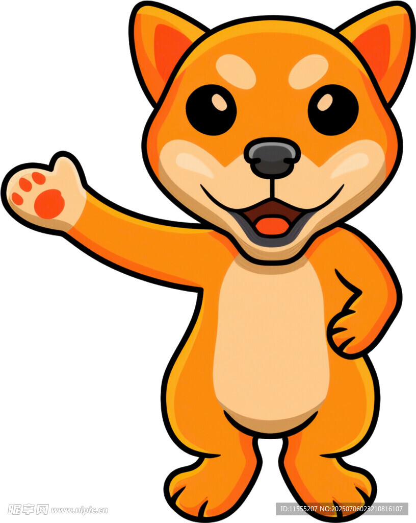 可爱招手小狗卡通形象