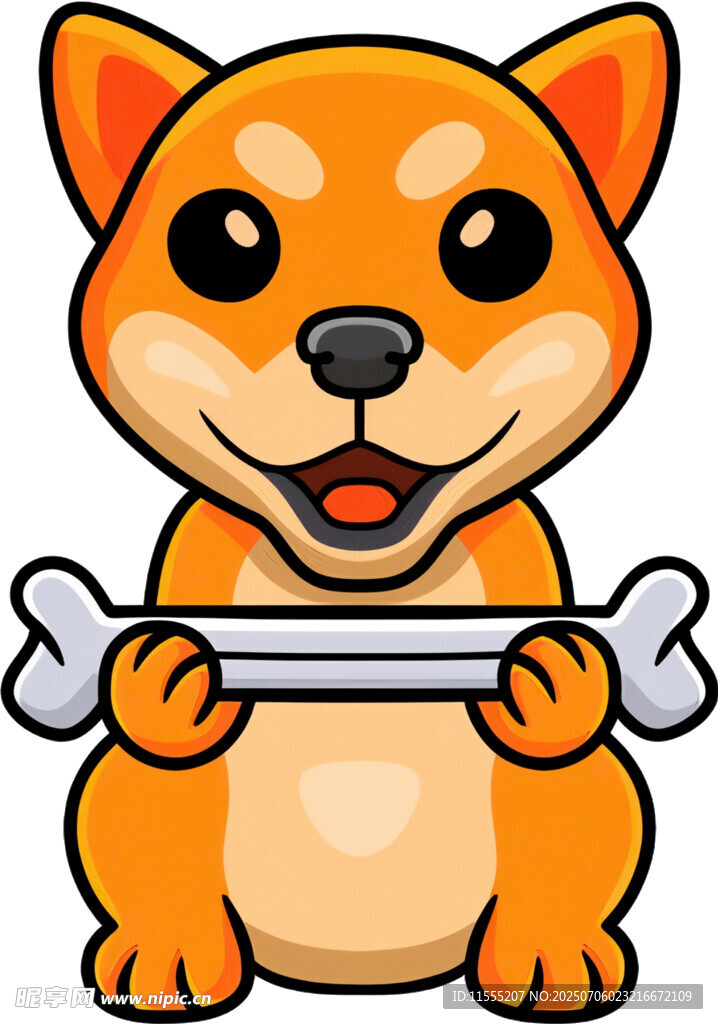 可爱小狗抱骨头