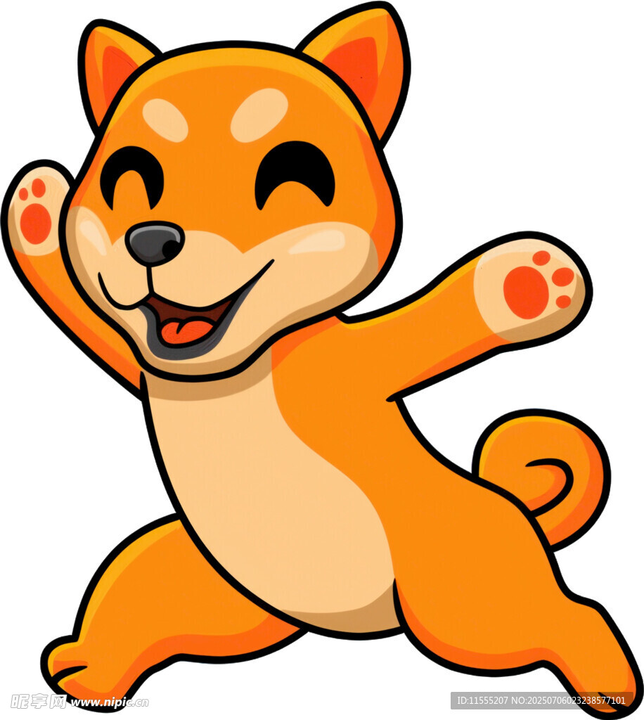 欢快跳跃的卡通柴犬