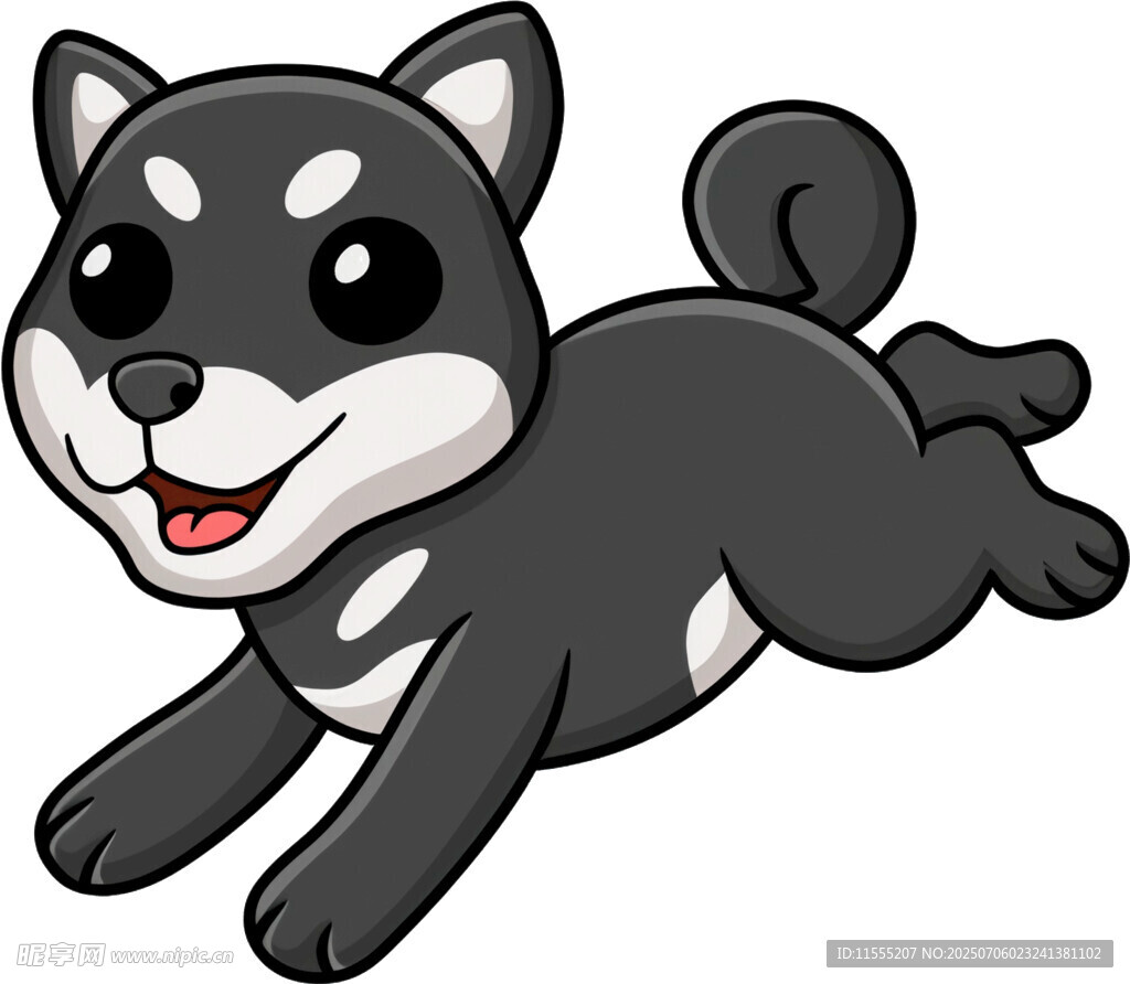 奔跑的可爱黑柴犬