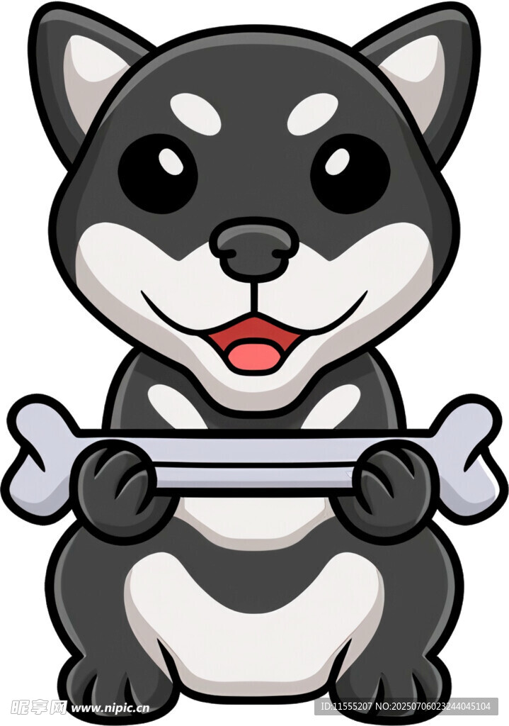 可爱小狗抱骨头