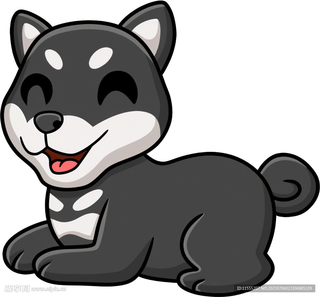 趴着的可爱黑柴犬