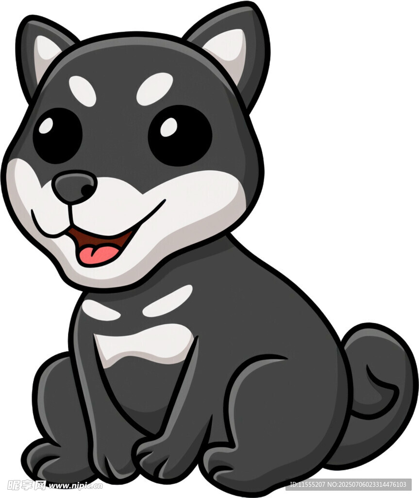 可爱黑白色小狗卡通形象