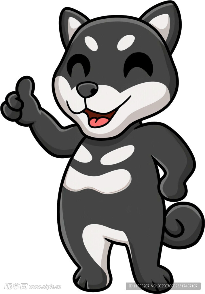 可爱哈士奇卡通形象竖拇指