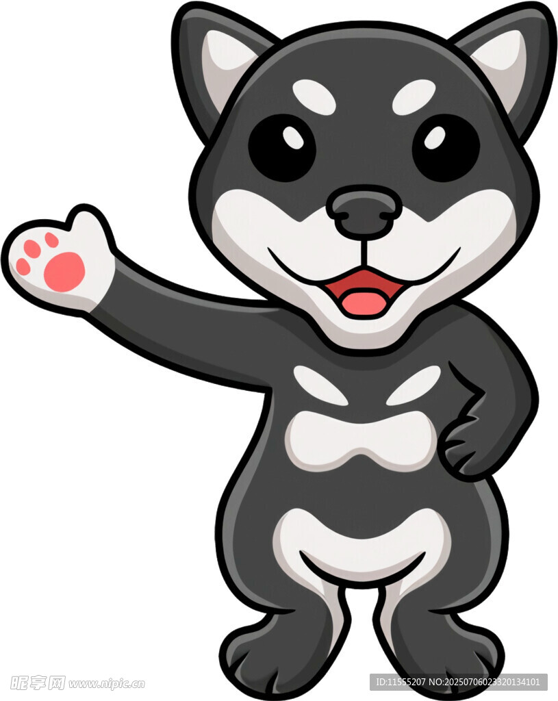 可爱卡通小狗挥手示意