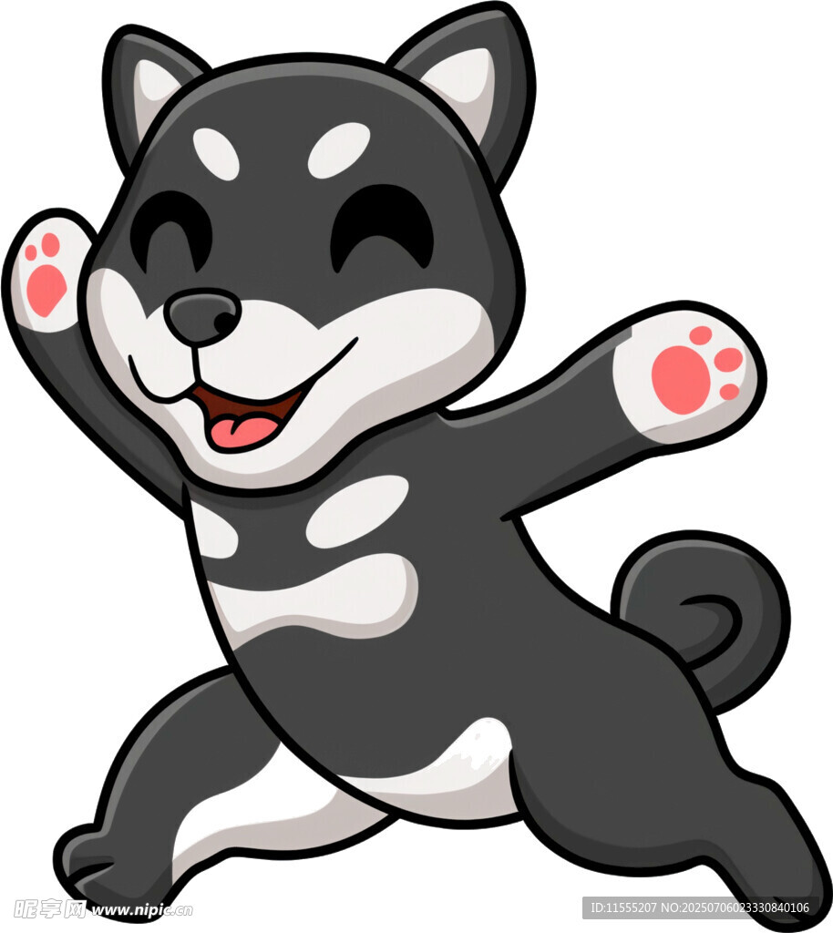 欢快跳跃的卡通小狗