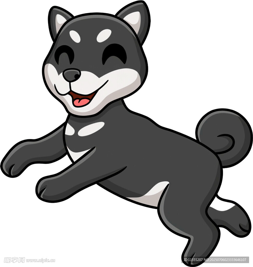 欢快跳跃的卡通哈士奇