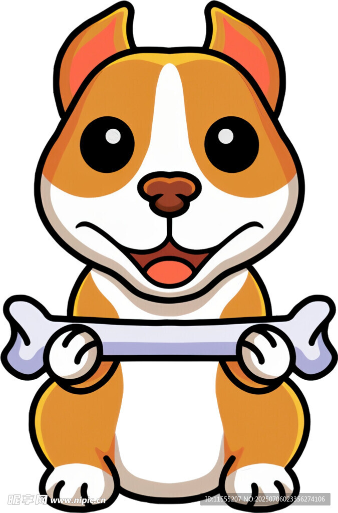 可爱小狗叼着骨头