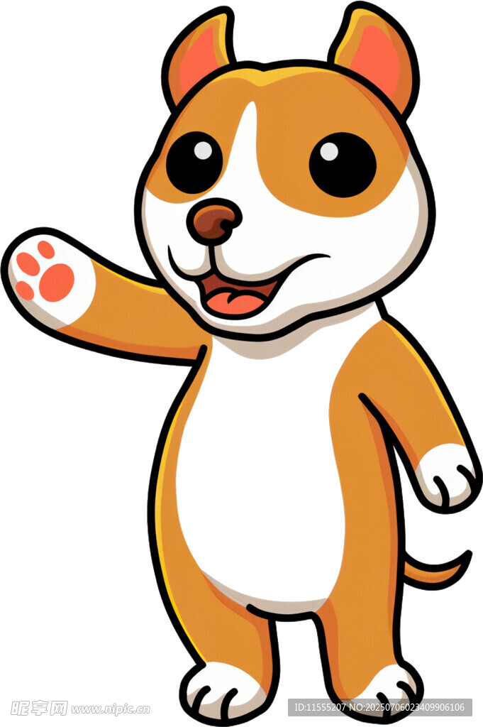 可爱小狗挥手打招呼