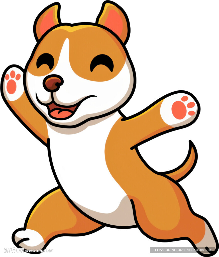 欢快跳跃的卡通小狗