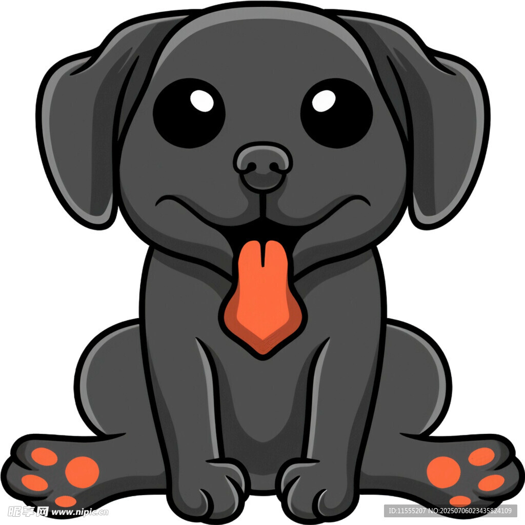 可爱黑小狗吐舌坐立