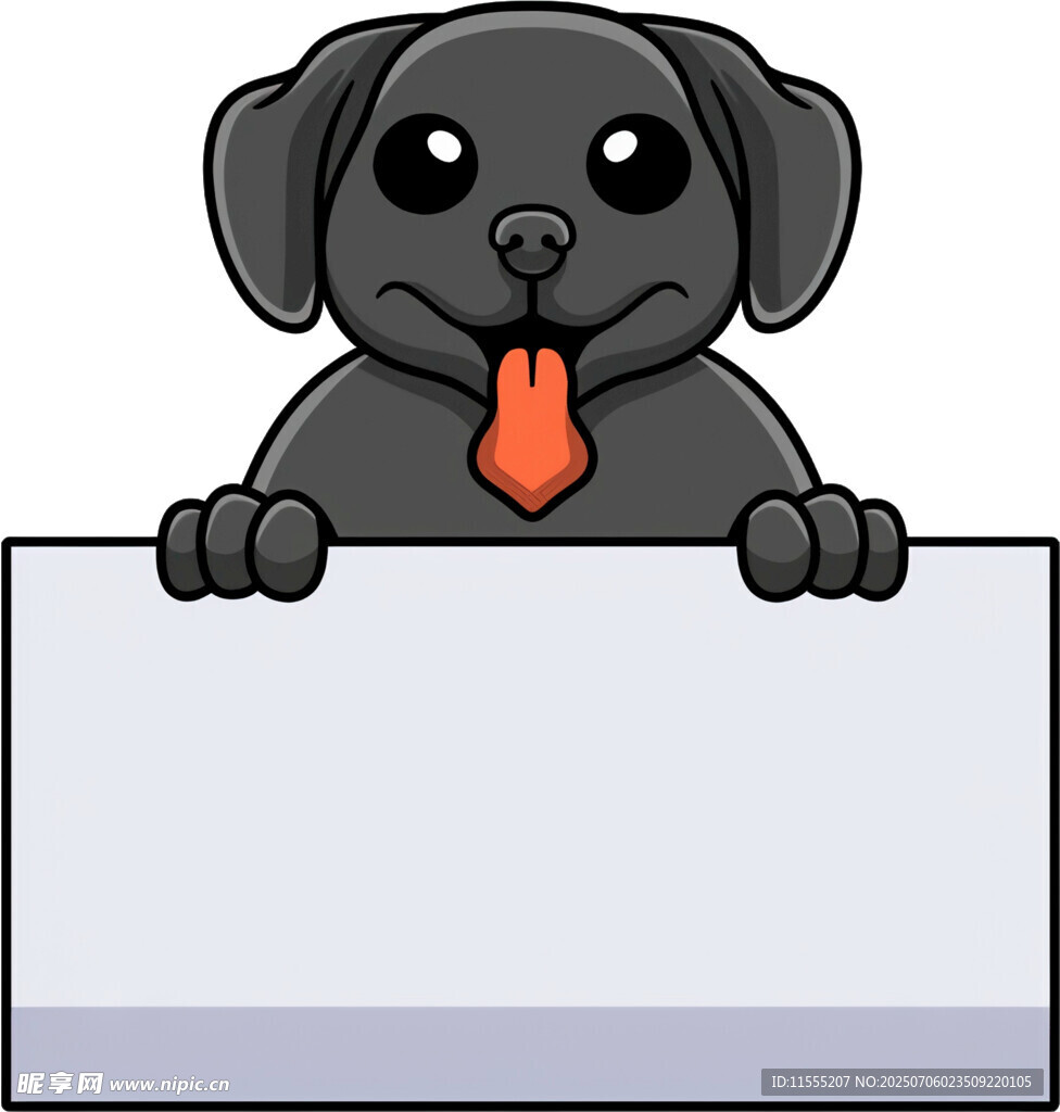 可爱黑狗举空白牌子